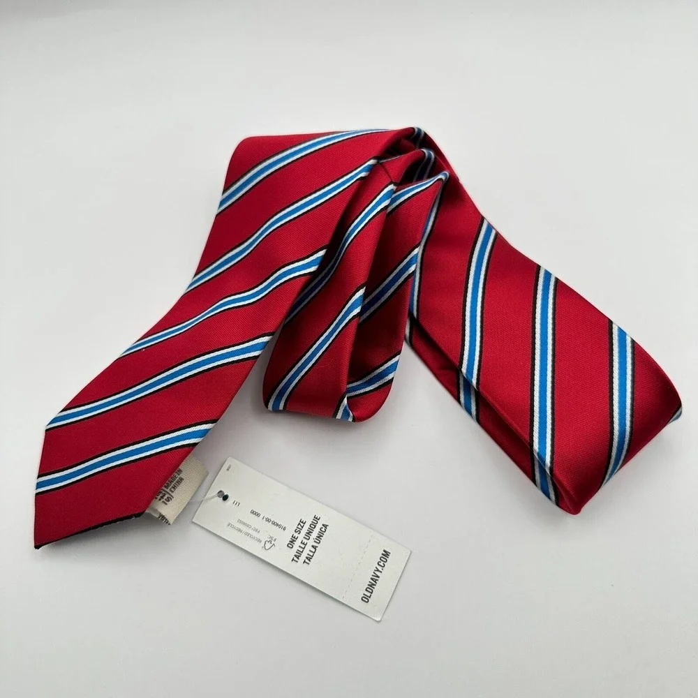 Old Navy Necktie Kids OS Red‎ Blue Striped School Uniform Wedding Formal NWT